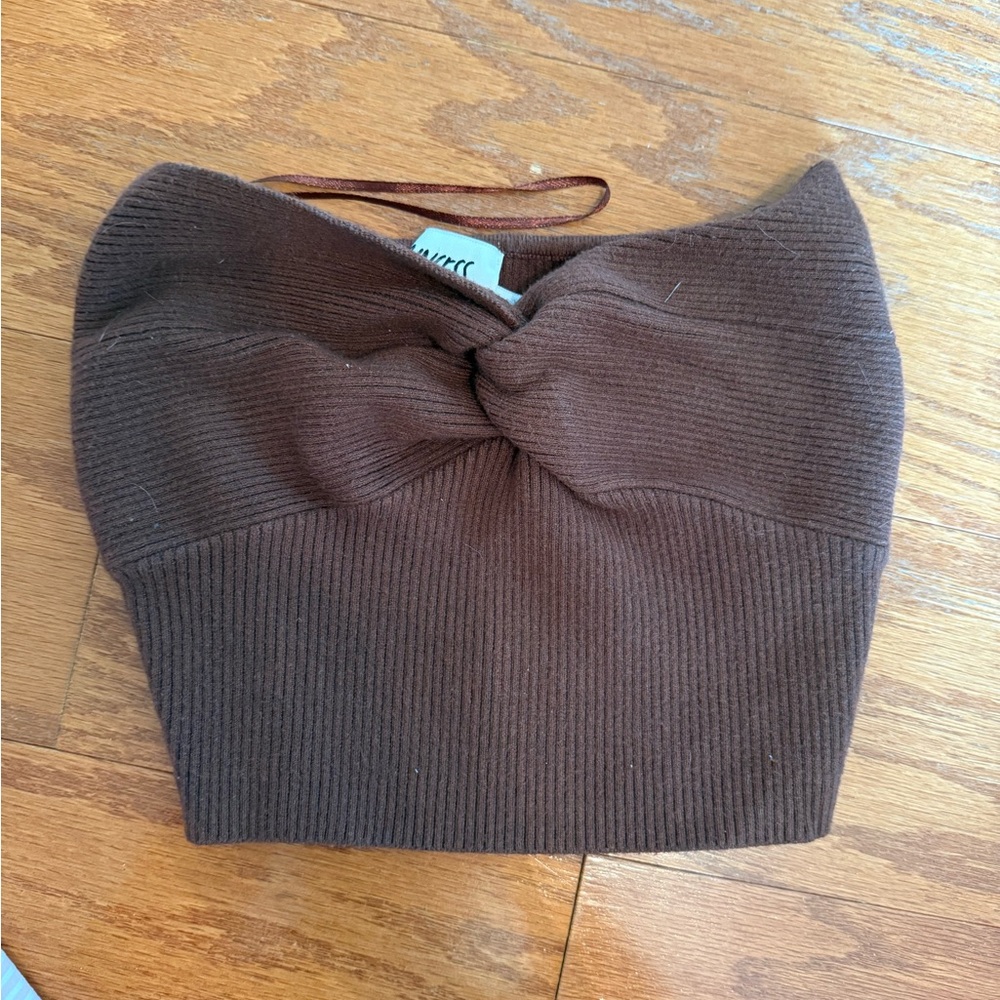 Princess Polly Chocolate Knit Bandeau top - Picture 4 of 4